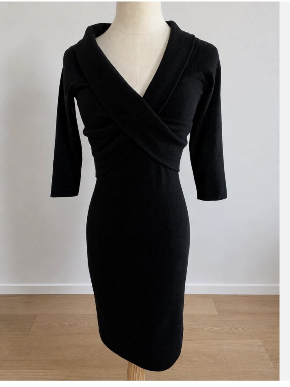 Ralph Lauren Black Label Cashmere Blend Wrap Sheath Mini Cocktail Party Dress